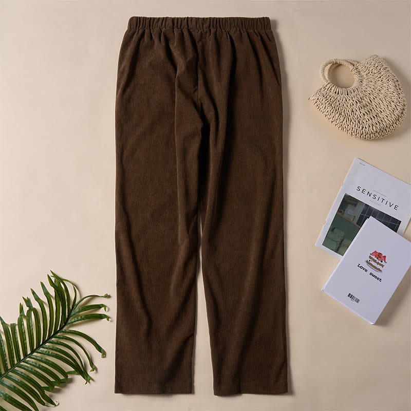 Buddha Stones Damen-Cordhose in Unifarben mit Taschen - image 3