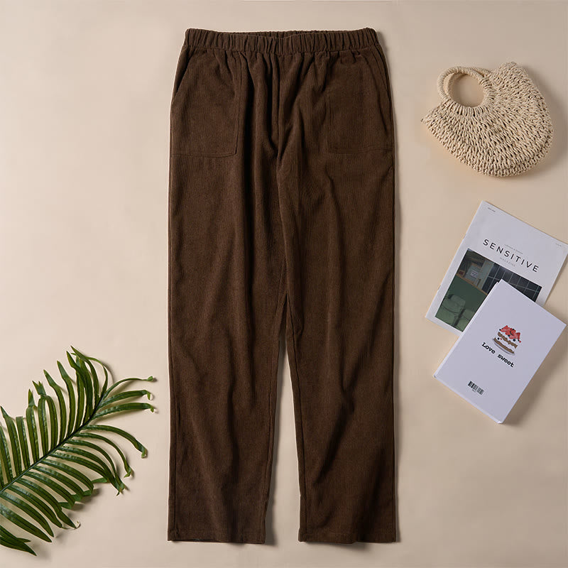 Buddha Stones Damen-Cordhose in Unifarben mit Taschen - image 2