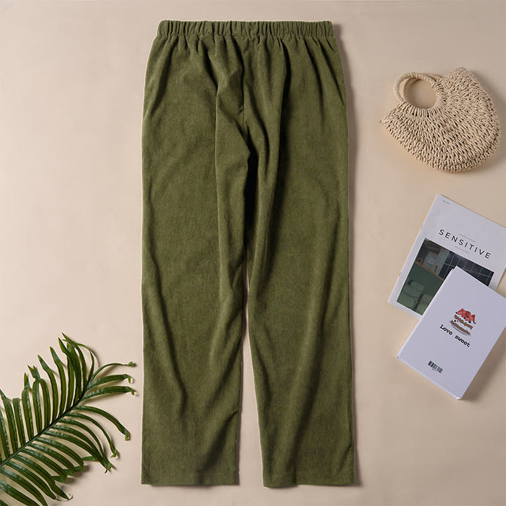 Buddha Stones Damen-Cordhose in Unifarben mit Taschen - image 24