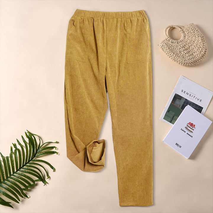 Buddha Stones Damen-Cordhose in Unifarben mit Taschen - Goldrute - US16, UK/AU20, EU48 (3XL) - image 19