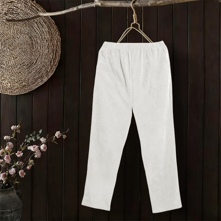Buddha Stones Damen-Cordhose in Unifarben mit Taschen - Weiß - US16, UK/AU20, EU48 (3XL) - image 9