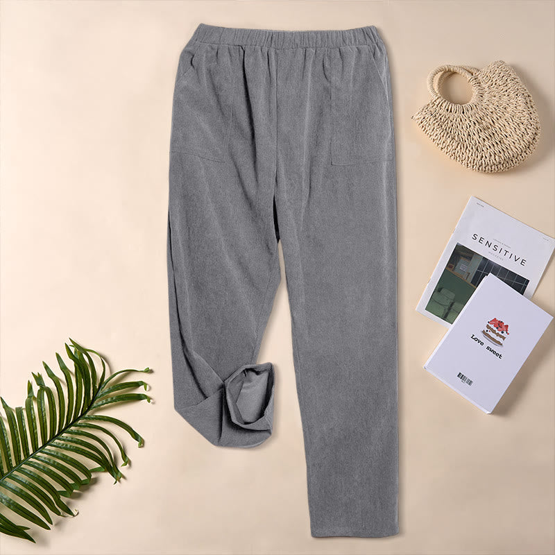 Buddha Stones Damen-Cordhose in Unifarben mit Taschen - image 20