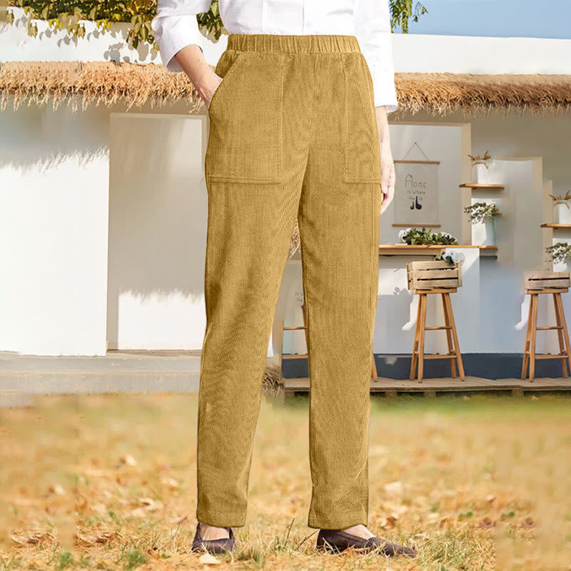 Buddha Stones Damen-Cordhose in Unifarben mit Taschen - Goldrute - US16， UK/AU20，EU48 (3XL) - image 24