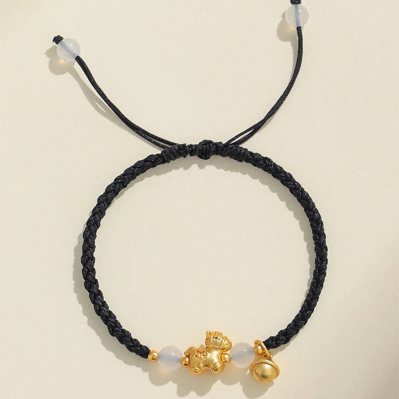 Buddha Stones Jahr des Pferdes Rote Schnur Weißer Achat Verbindung Geflochtenes Armband - image 9