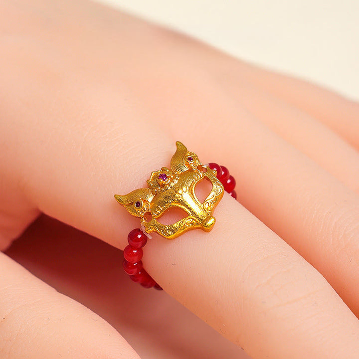 Buddha Stones, Armband mit neunschwänzigem Fuchsmotiv, Südrotem Achat - image 14