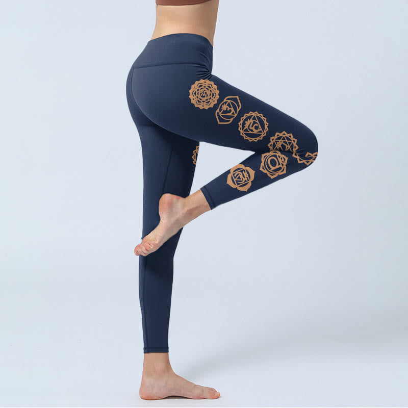 Buddha Stones Leggings mit Chakra-Muster, Yogahosen für Damen - image 3