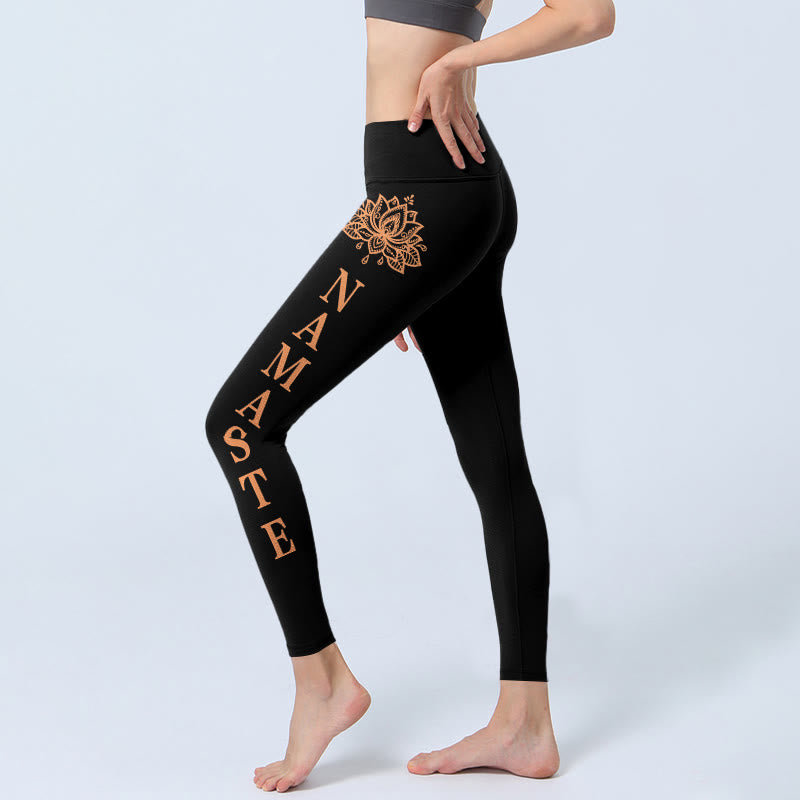 Buddha Stones Namaste Lotus Shape Gym Leggings Damen Yogahosen - image 2