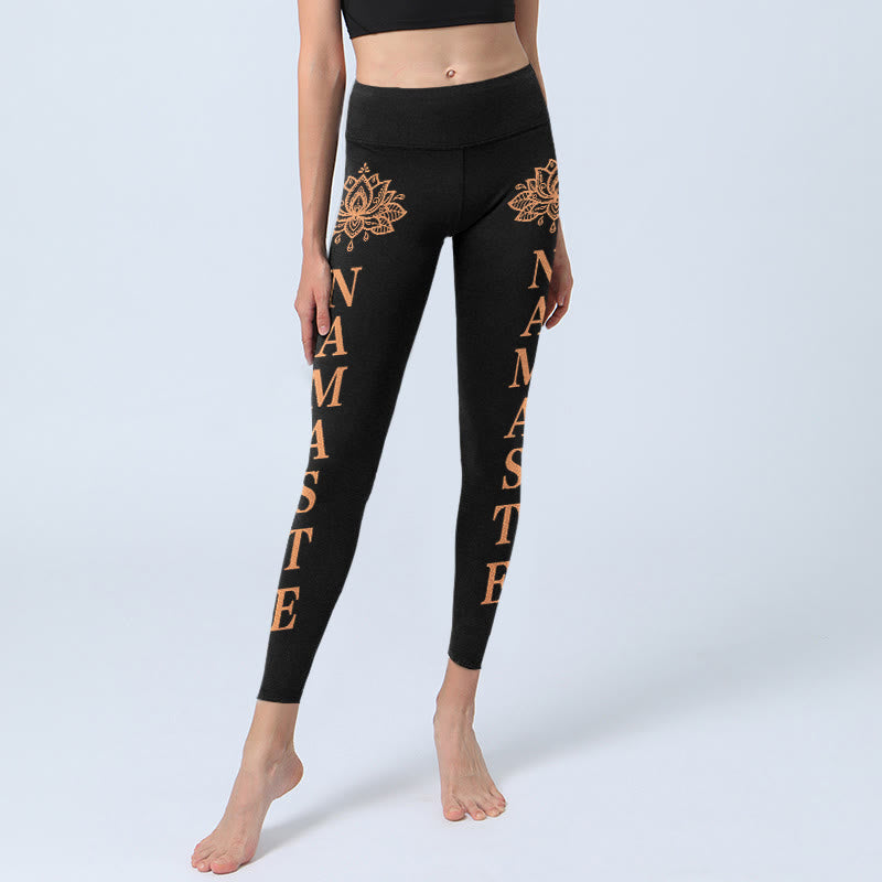 Buddha Stones Namaste Lotus Shape Gym Leggings Damen Yogahosen - image 5