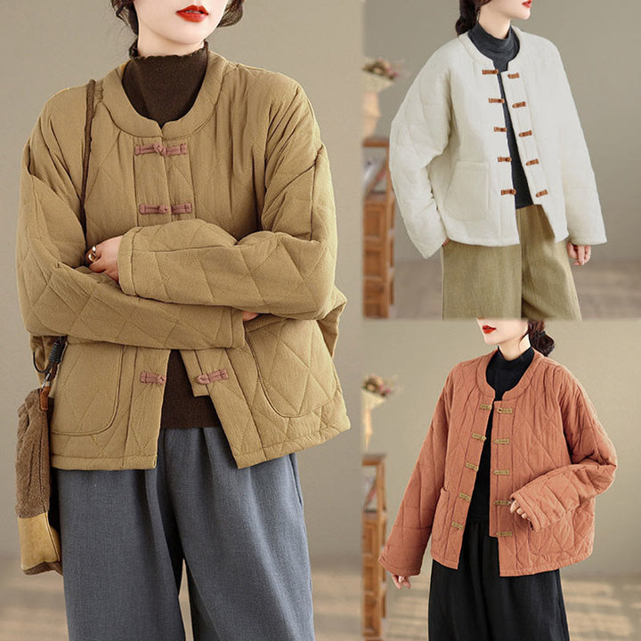 Buddha Stones Damen-Tai-Chi-Zen-Jacke mit langen Ärmeln, einfarbig, wattiert, mit Taschen - image 24