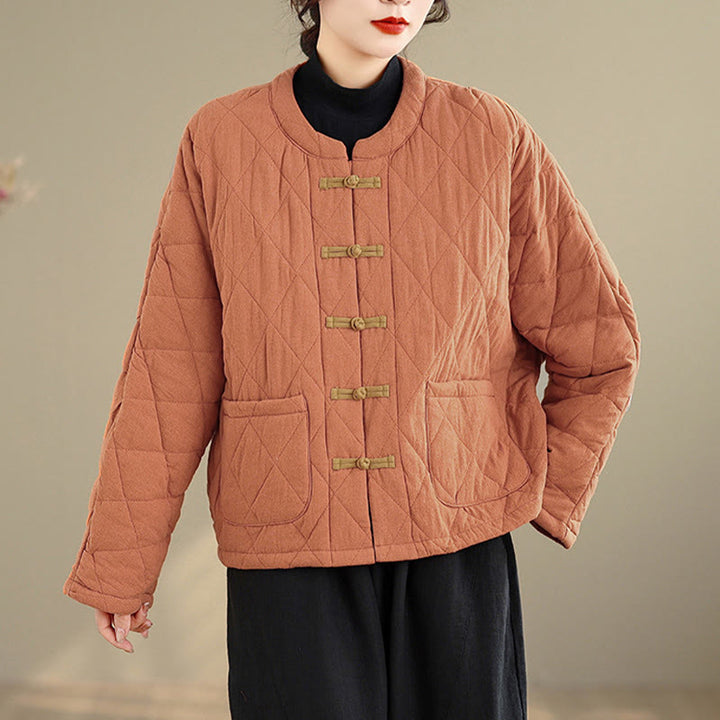 Buddha Stones Damen-Tai-Chi-Zen-Jacke mit langen Ärmeln, einfarbig, wattiert, mit Taschen - image 4