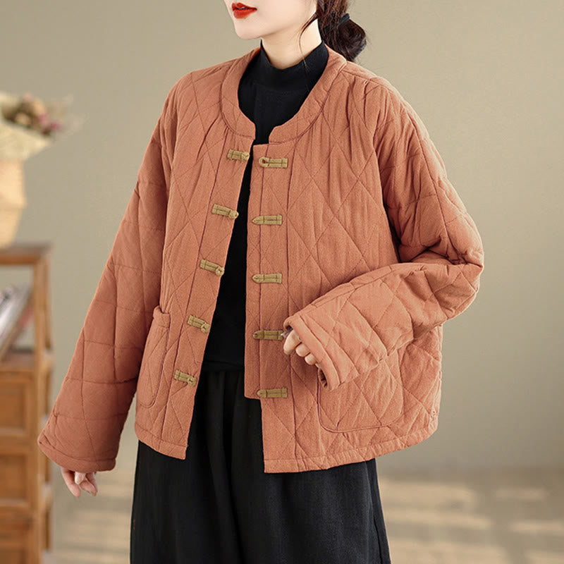 Buddha Stones Damen-Tai-Chi-Zen-Jacke mit langen Ärmeln, einfarbig, wattiert, mit Taschen - image 1