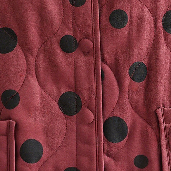 Buddha Stones Damen-Wendejacke aus Thermo-Baumwolle mit Punktmuster, langen Ärmeln und Taschen - image 12