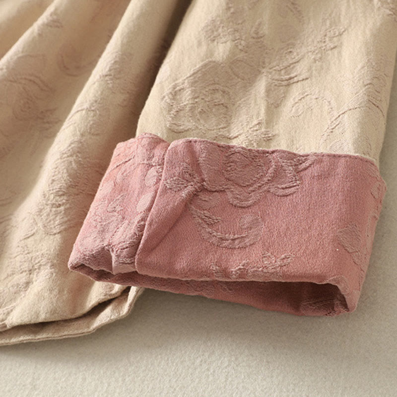 Buddha Stones ​​Frühlings-Langarmshirt aus Baumwolle, schlichtes Jacquard-Design, Zen-Stil - image 8