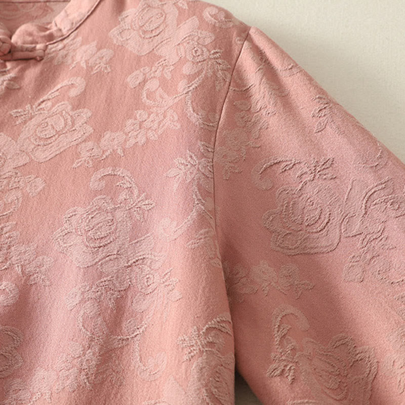 Buddha Stones ​​Frühlings-Langarmshirt aus Baumwolle, schlichtes Jacquard-Design, Zen-Stil - image 15