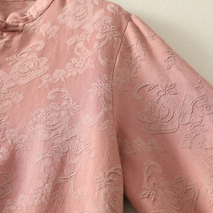 Buddha Stones ​​Frühlings-Langarmshirt aus Baumwolle, schlichtes Jacquard-Design, Zen-Stil - image 15