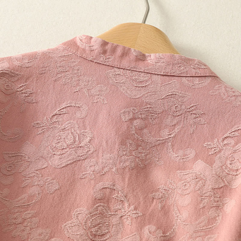 Buddha Stones ​​Frühlings-Langarmshirt aus Baumwolle, schlichtes Jacquard-Design, Zen-Stil - image 14