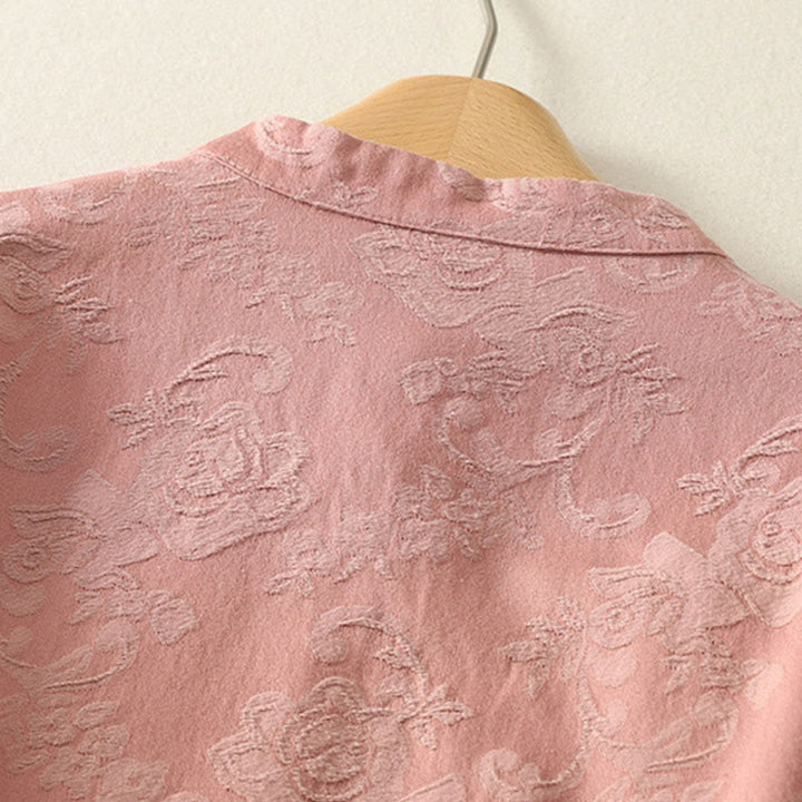 Buddha Stones ​​Frühlings-Langarmshirt aus Baumwolle, schlichtes Jacquard-Design, Zen-Stil - image 14