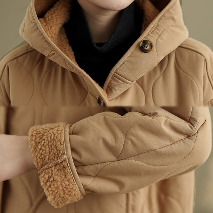 Buddha Stones Damen-Kapuzenjacke mit langen Ärmeln, schlichtes Design, Baumwoll-Hermalfleece-gefüttert, mit Taschen - image 7