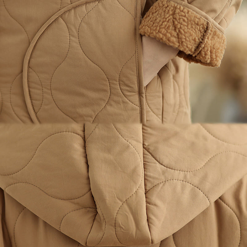 Buddha Stones Damen-Kapuzenjacke mit langen Ärmeln, schlichtes Design, Baumwoll-Hermalfleece-gefüttert, mit Taschen - image 8