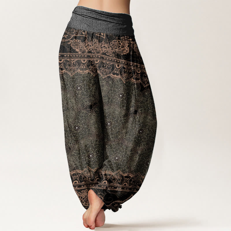 Buddha Stones Damen-Haremshose aus reiner Baumwolle mit elegantem Mandala-Blumen-Design und elastischer Taille - image 10