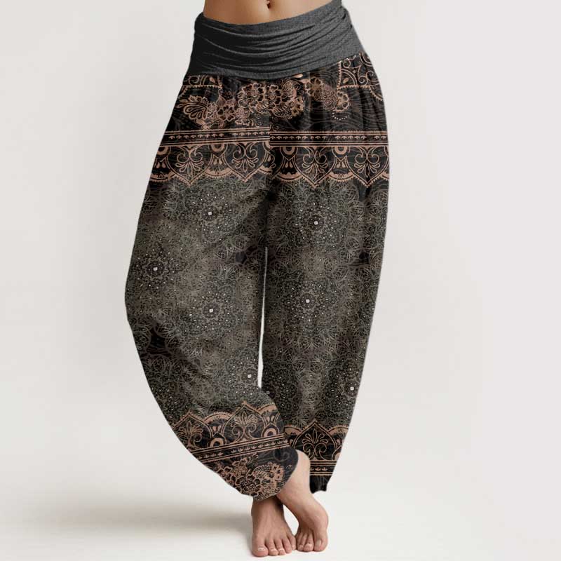 Buddha Stones Damen-Haremshose aus reiner Baumwolle mit elegantem Mandala-Blumen-Design und elastischer Taille - Olivgrün - US22, UK/AU26, EU54 (6XL) - image 9