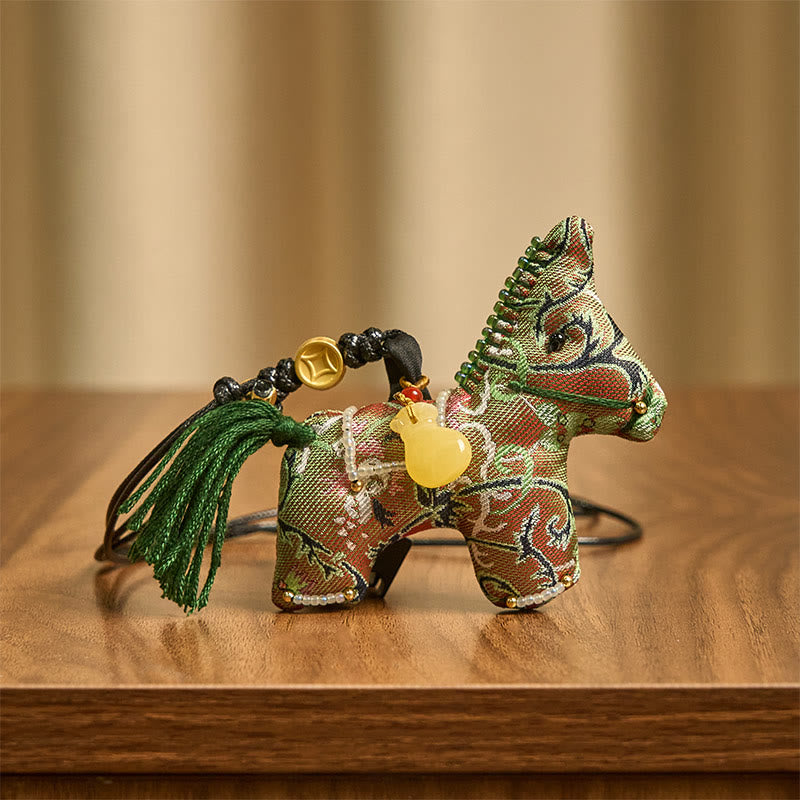 Buddha Stones , Jahr des Pferdes Shu, Brokat, Seide, lockiges Gras, Granatapfelmuster, hängende Dekoration - image 3