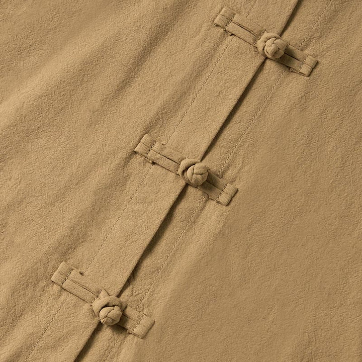 Buddha Stones Ethnic Frog-Button Langarm-Stehkragen Damen-Baumwollhemd mit Taschen - image 4