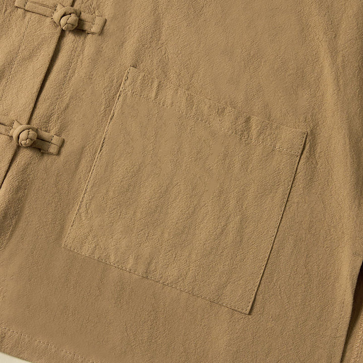 Buddha Stones Ethnic Frog-Button Langarm-Stehkragen Damen-Baumwollhemd mit Taschen - image 5