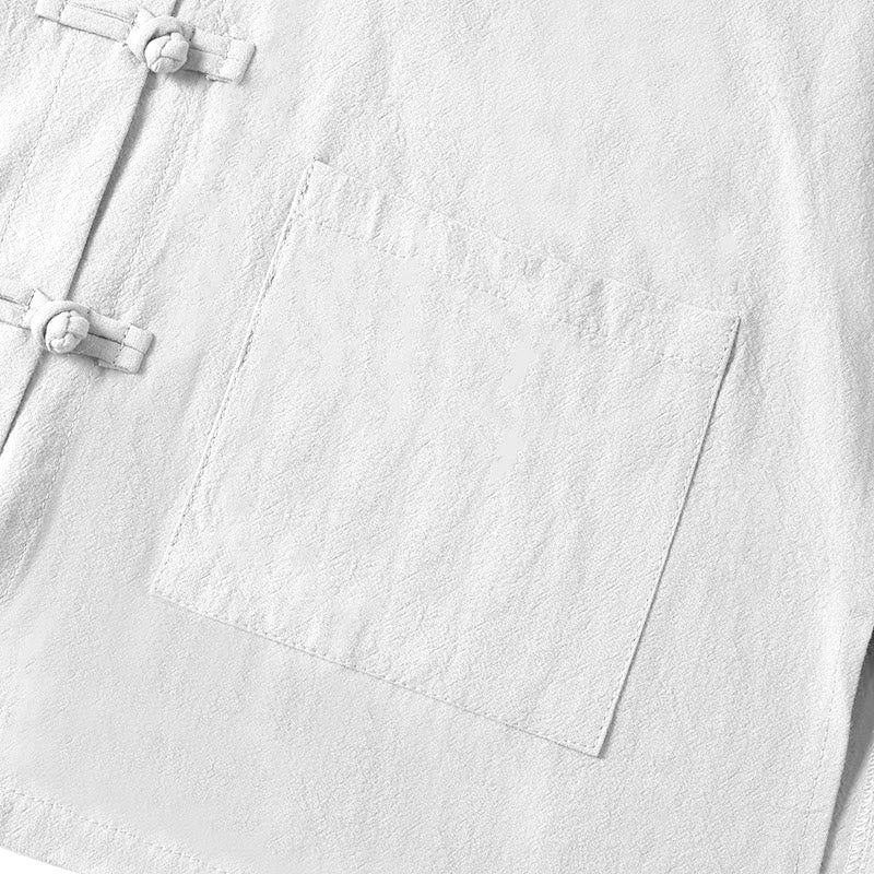 Buddha Stones Ethnic Frog-Button Langarm-Stehkragen Damen-Baumwollhemd mit Taschen - image 13