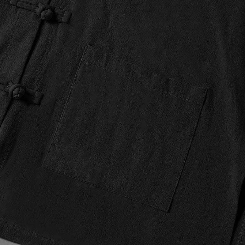 Buddha Stones Ethnic Frog-Button Langarm-Stehkragen Damen-Baumwollhemd mit Taschen - image 17