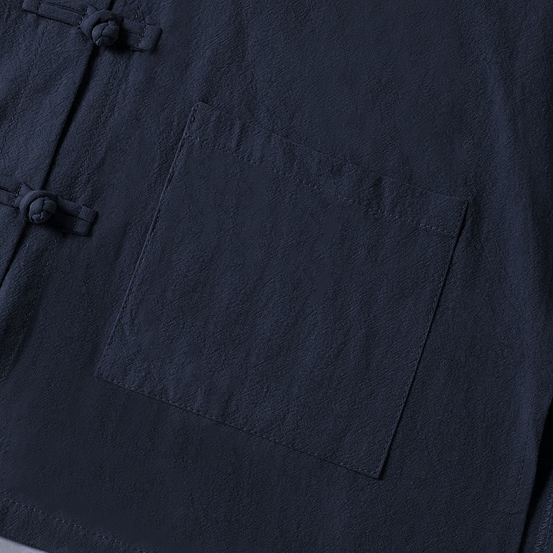 Buddha Stones Ethnic Frog-Button Langarm-Stehkragen Damen-Baumwollhemd mit Taschen - image 25