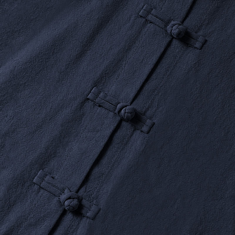 Buddha Stones Ethnic Frog-Button Langarm-Stehkragen Damen-Baumwollhemd mit Taschen - image 26