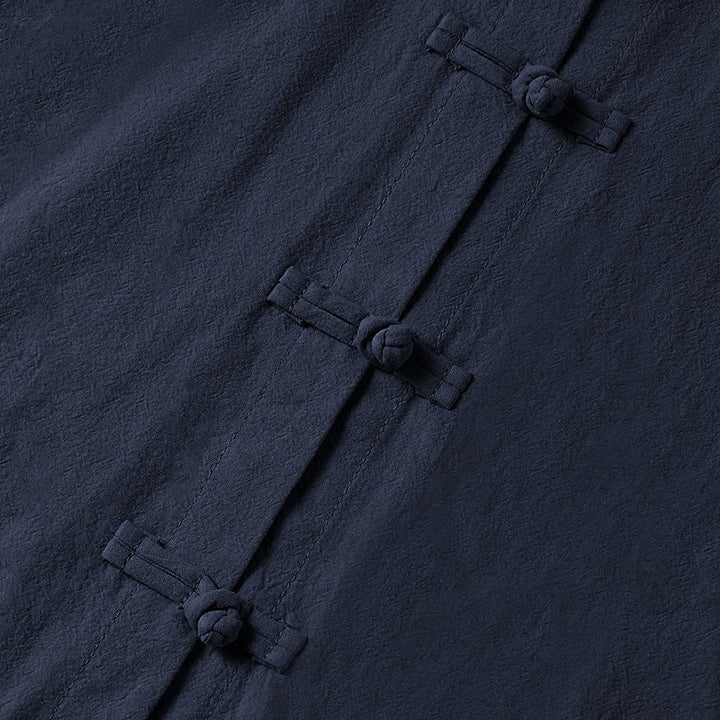 Buddha Stones Ethnic Frog-Button Langarm-Stehkragen Damen-Baumwollhemd mit Taschen - image 26