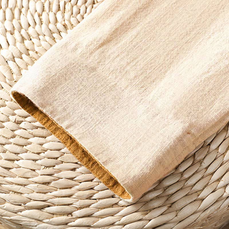 Leinenhemd für Damen mit Buddha Stones , farblich kontrastreichem Design und chinesischen Froschknöpfen, langärmelig - image 17