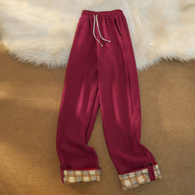 Buddha Stones Damen Patchwork-Hose aus Baumwollcord mit Fleecefutter und weitem Bein und Taschen - Dunkelrot - US18, UK/AU22, EU50 (6XL) - image 28
