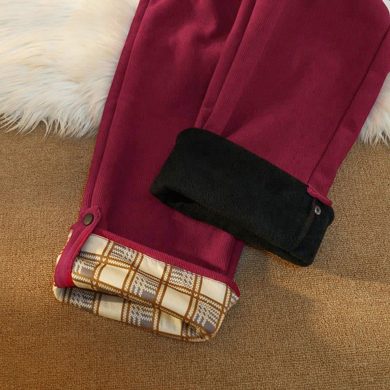 Buddha Stones Damen Patchwork-Hose aus Baumwollcord mit Fleecefutter und weitem Bein und Taschen - image 33