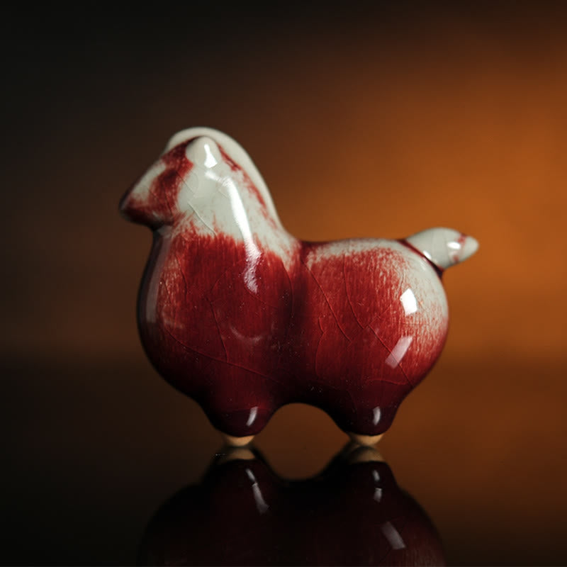 Buddha Stones , Jahr des Pferdes, Keramik, Wohlstands-Heimdekoration - Keramikpferd 10 x 4 x 8,5 cm - image 0