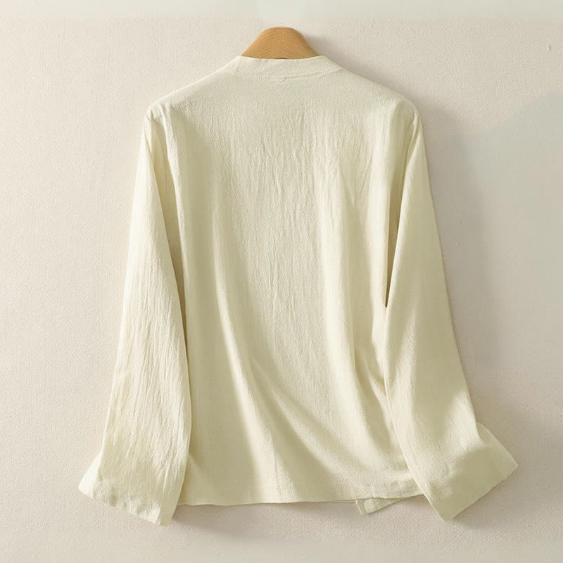 Buddha Stones ​​Asymmetrisches Langarm-Baumwollhemd mit Froschknopfleiste vorne - image 7