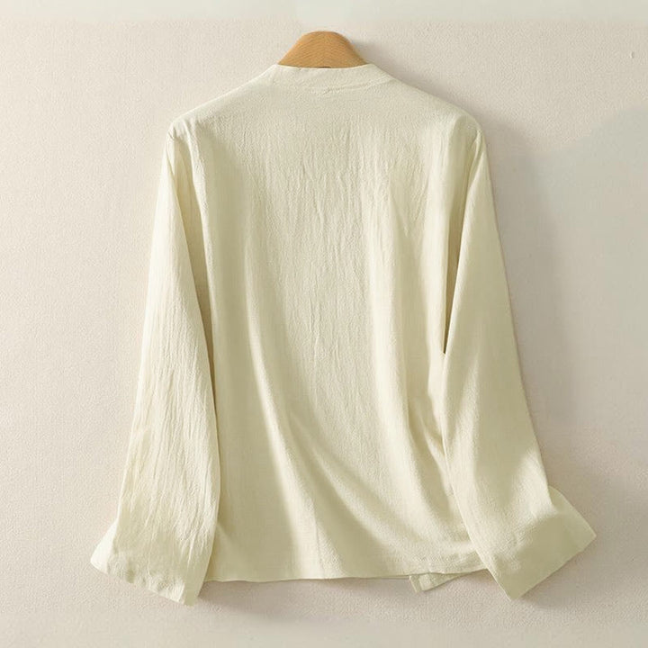 Buddha Stones ​​Asymmetrisches Langarm-Baumwollhemd mit Froschknopfleiste vorne - image 7