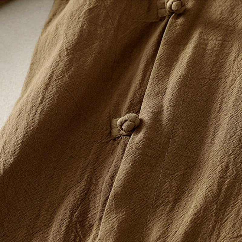 Buddha Stones ​​Asymmetrisches Langarm-Baumwollhemd mit Froschknopfleiste vorne - image 3