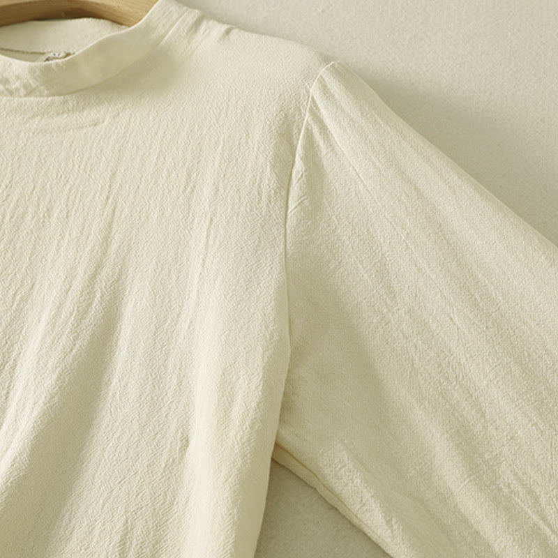 Buddha Stones ​​Asymmetrisches Langarm-Baumwollhemd mit Froschknopfleiste vorne - image 11