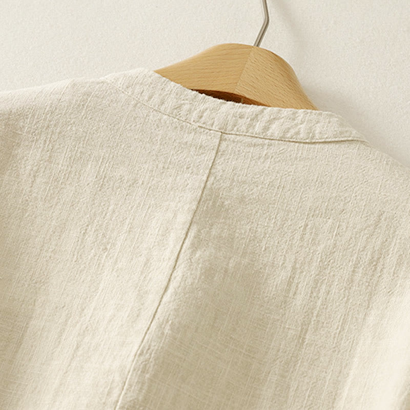 Buddha Stones, schlichtes chinesisches Langarm-T-Shirt mit Froschknopfverschluss, Damen-Baumwoll-Leinen-Mischgewebe, Zen-Stil - image 9