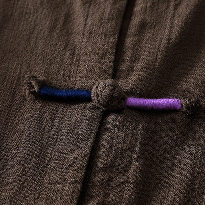 Buddha Stones, schlichtes chinesisches Langarm-T-Shirt mit Froschknopfverschluss, Damen-Baumwoll-Leinen-Mischgewebe, Zen-Stil - image 3