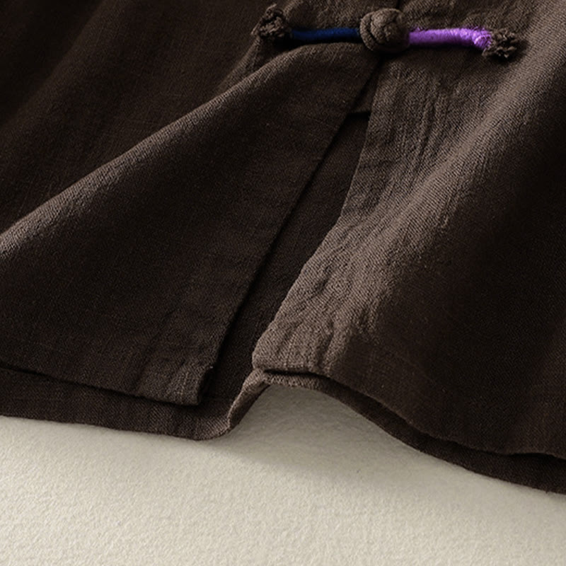 Buddha Stones, schlichtes chinesisches Langarm-T-Shirt mit Froschknopfverschluss, Damen-Baumwoll-Leinen-Mischgewebe, Zen-Stil - image 5