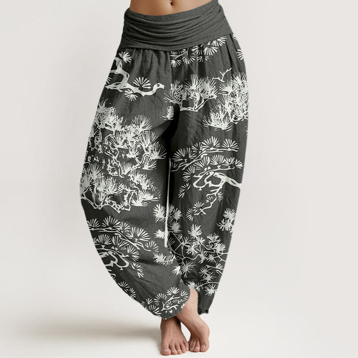 Buddha Stones , reine Baumwolle, Kiefernzweige, Damen-Haremshose mit elastischem Bund - Grau - US16, UK/AU20, EU48 (3XL) - image 0