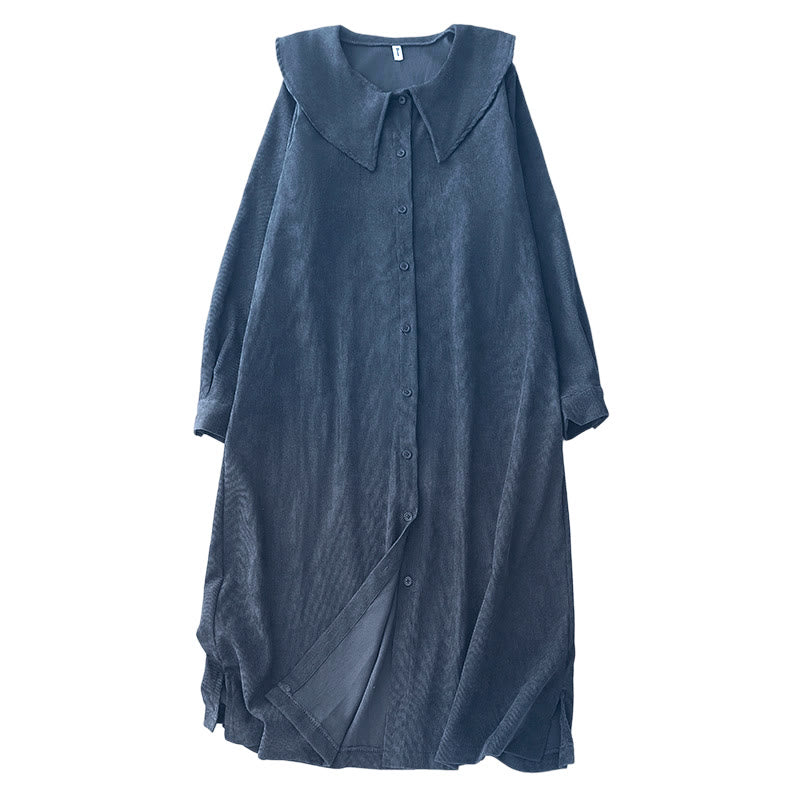 Buddha Stones – Fall – Langärmliges Midikleid aus Cord mit schlichtem Knopfdesign und Taschen - image 12