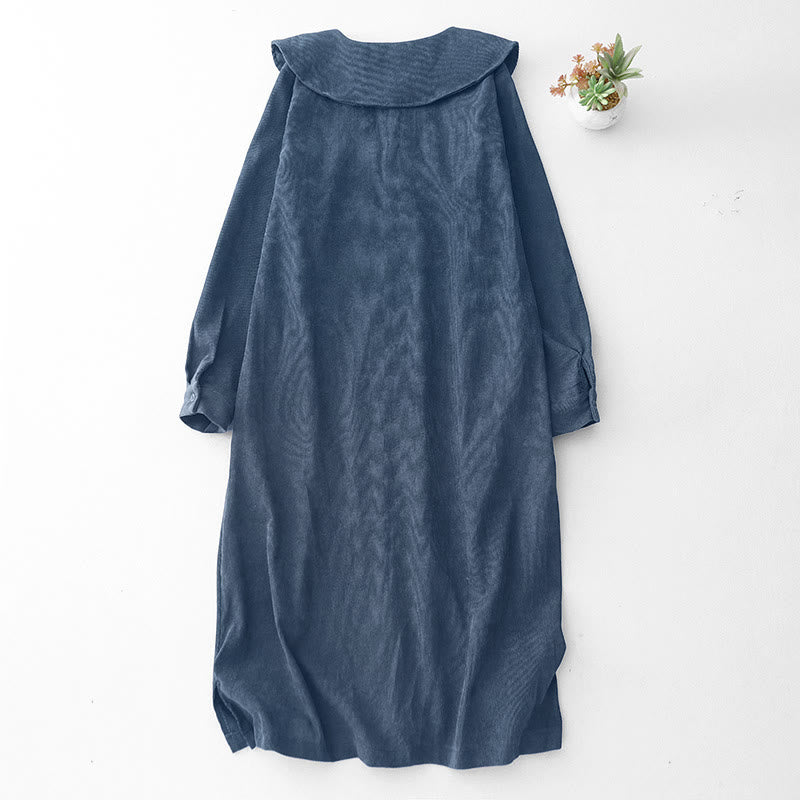 Buddha Stones – Fall – Langärmliges Midikleid aus Cord mit schlichtem Knopfdesign und Taschen - image 1