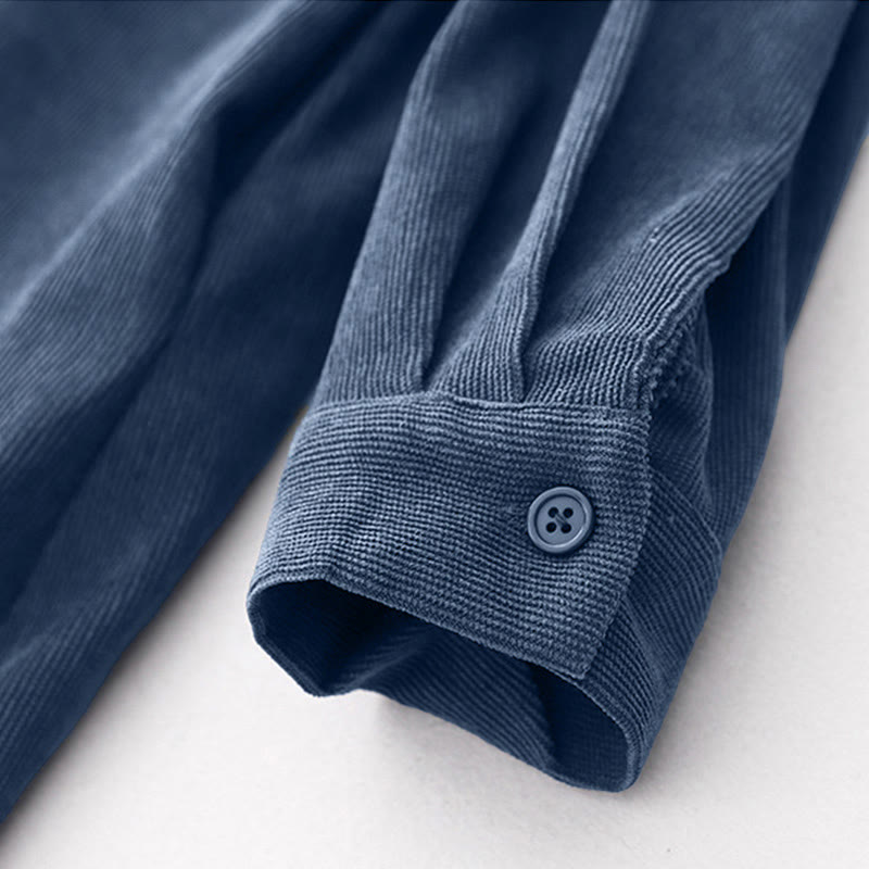 Buddha Stones – Fall – Langärmliges Midikleid aus Cord mit schlichtem Knopfdesign und Taschen - image 9