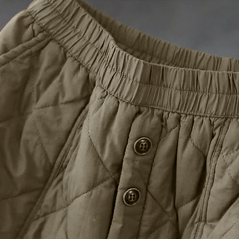 Buddha Stones Damen-Baumwollrock, schlicht, wattiert, Thermorock, Länge 7-8, mit Taschen - image 3