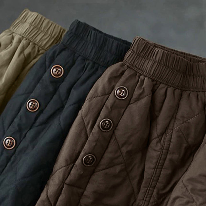 Buddha Stones Damen-Baumwollrock, schlicht, wattiert, Thermorock, Länge 7-8, mit Taschen - image 15